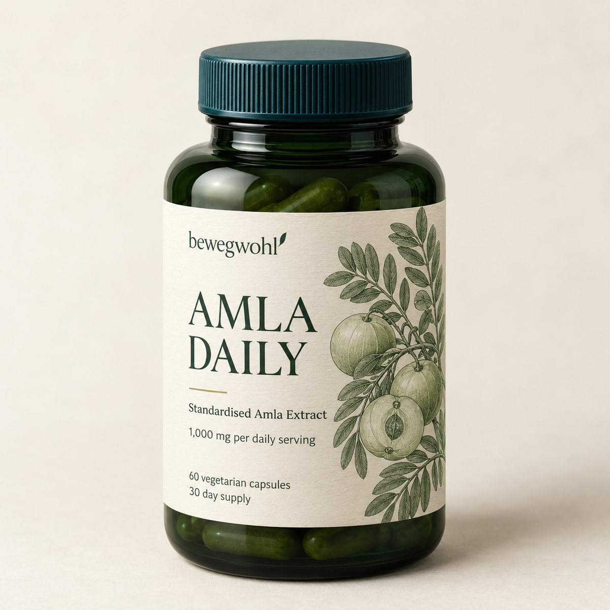 Bewegwohl Amla Daily botanical green bottle with standardised amla extract