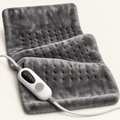 Grey electric heating pad with adjustable wired controller